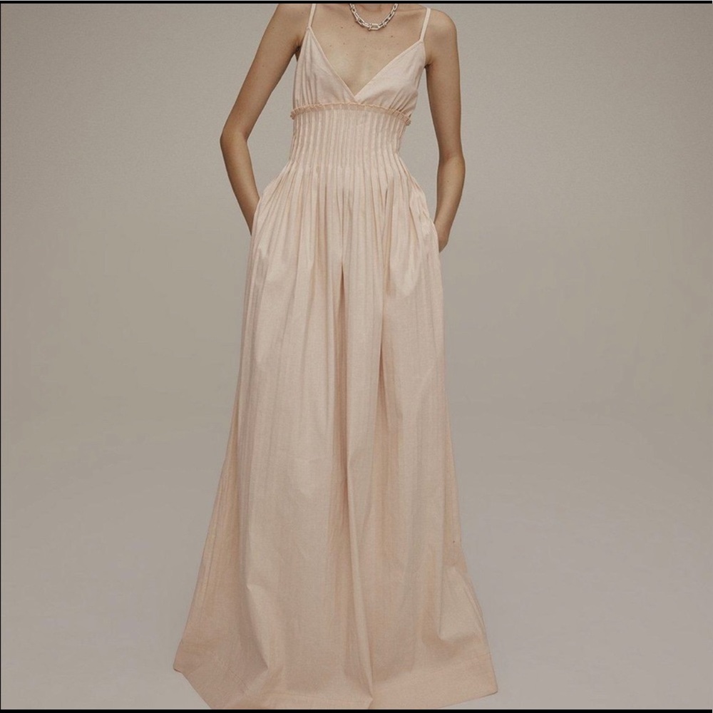 A.L.C. Cicely Pintuck Linen Blend Maxi Dress